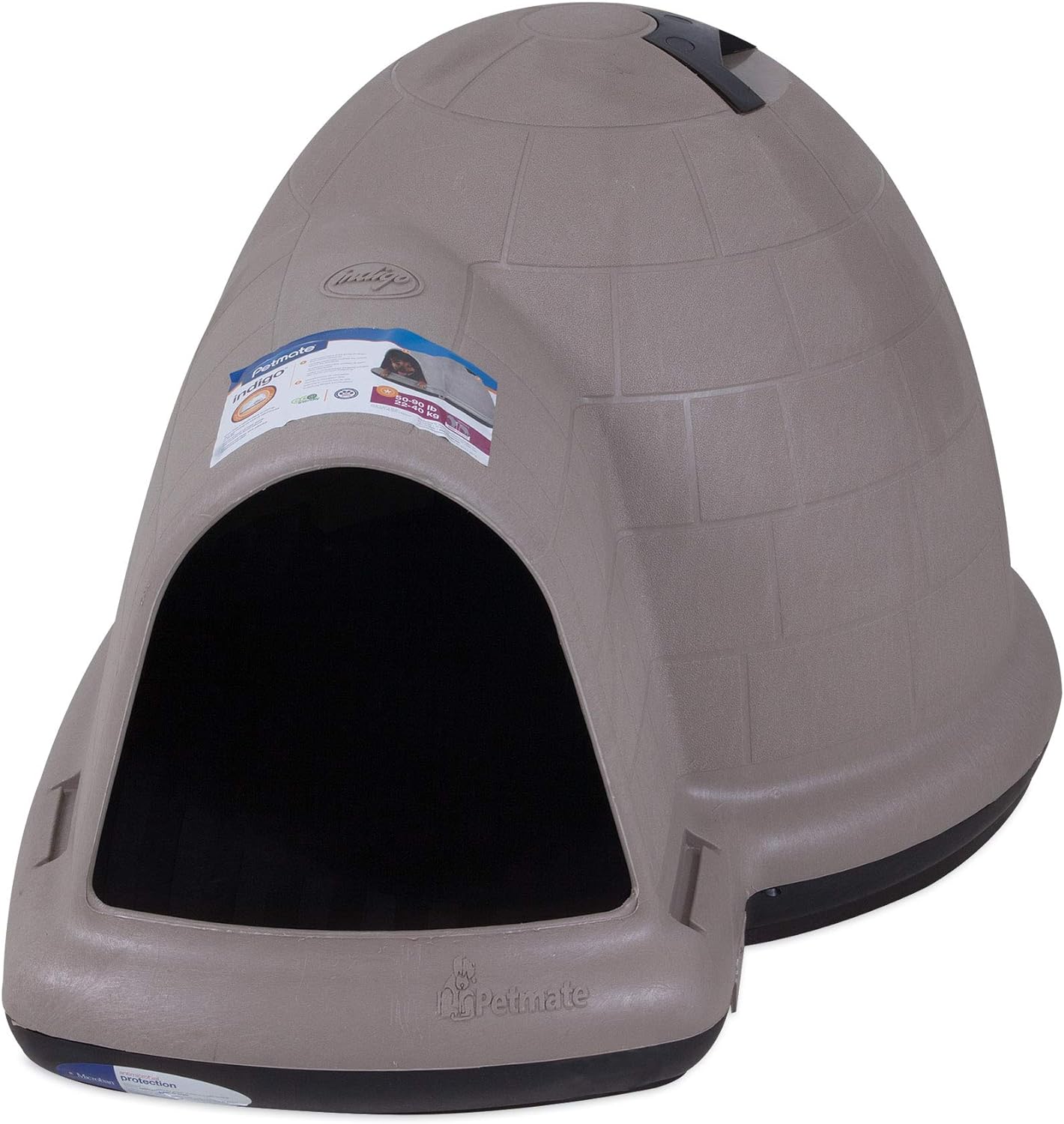 Petmate Indigo Dog House (Igloo Dog House, Made in USA with 90% Recycled Materials, All-Weather Protection Pet Shelter) for XL Dogs -90 to 125 pounds, Made in USA