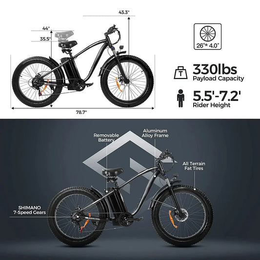 Outdoor electric bike with 48V/15Ah lithium battery